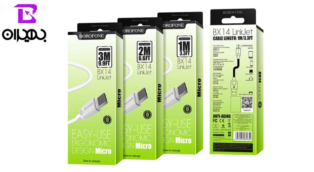 کابل تبدیل USB به MicroUSB بروفون مدل BX14 طول 2 متر