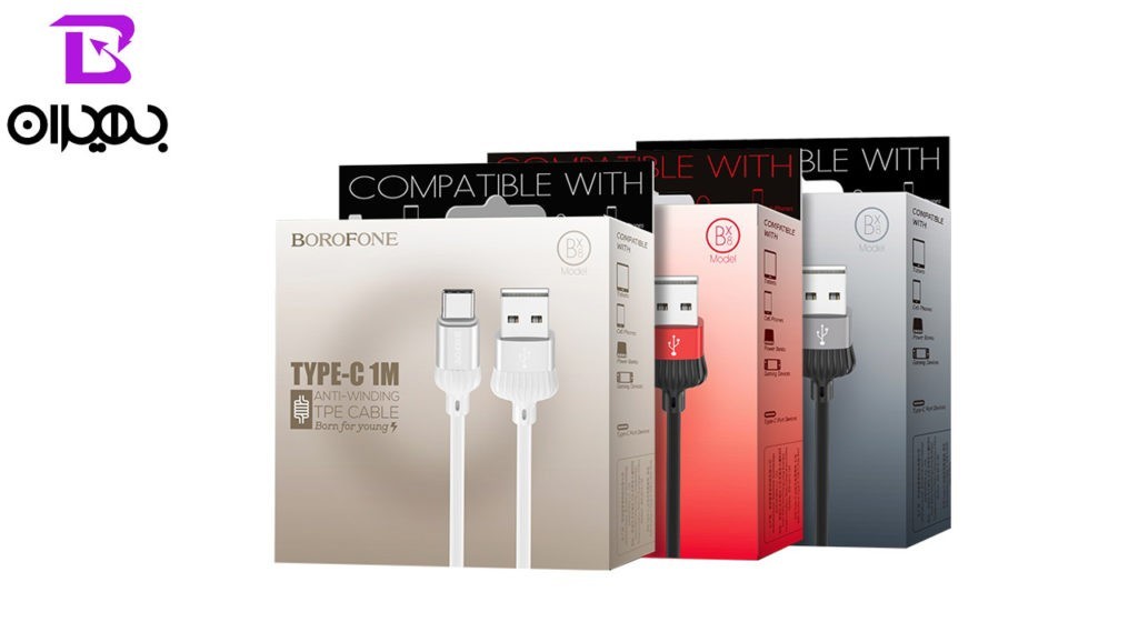کابل تبدیل USB به Type-C بروفون مدل BX8 طول 1 متر