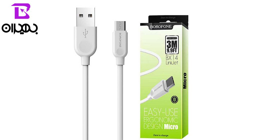کابل تبدیل USB به MicroUSB بروفون مدل BX14 طول 3 متر