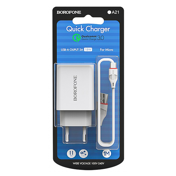شارژر بروفون مدل BA21 A QC3 به همراه کابل MicroUSB