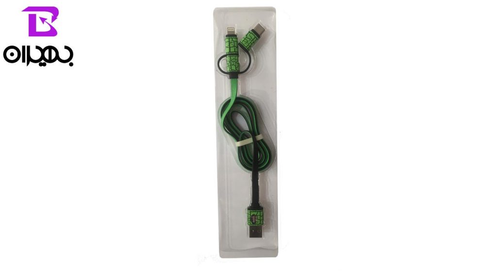 کابل تبدیل USB به MicroUSB،Type-C و لایتنینگ داتیس مدل 398