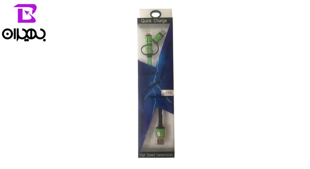 کابل تبدیل USB به MicroUSB،Type-C و لایتنینگ داتیس مدل 398