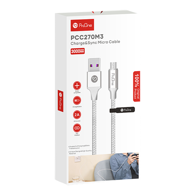 کابل تبدیل USB به MicroUSB پرووان مدل PCC270 طول 3 متر