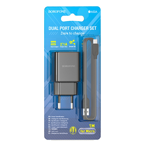 شارژر دیواری بروفون مدل BA53 A به همراه کابل MicroUSB