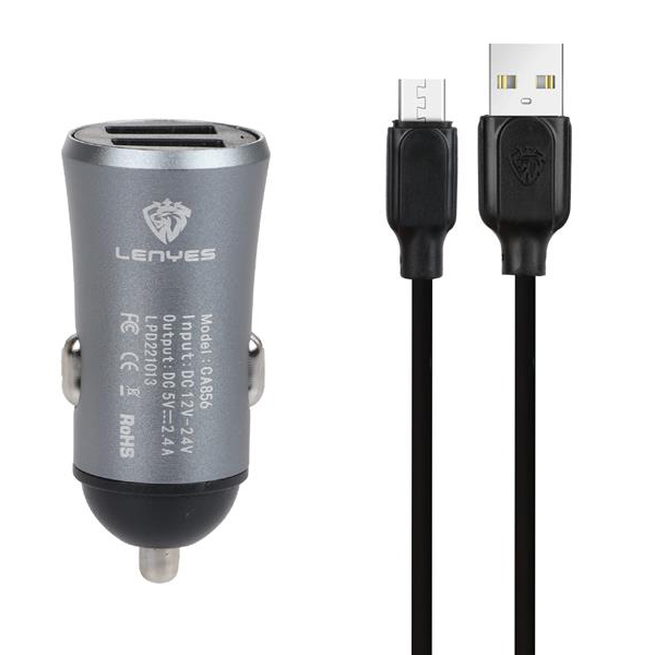 شارژر فندکی لنیز مدل CA856 به همراه کابل تبدیل MicroUSB