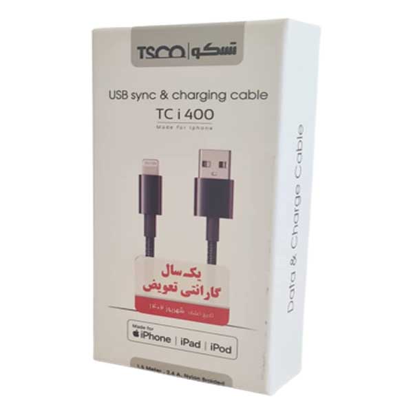 کابل USB به لایتنینگ تسکو مدل TC i400طول 1.5متر