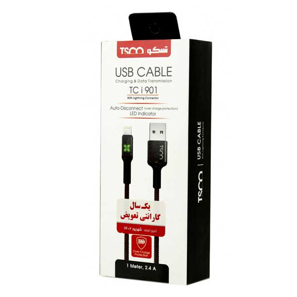 کابل USB به لایتنینگ تسکو مدل TC i901 LEDطول 1متر