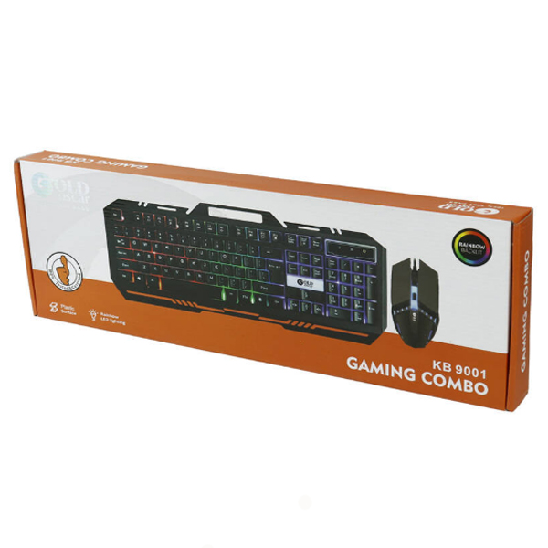کیبورد و ماوس گیمینگ بک لایت اسکار گلد مدل KB-9001
