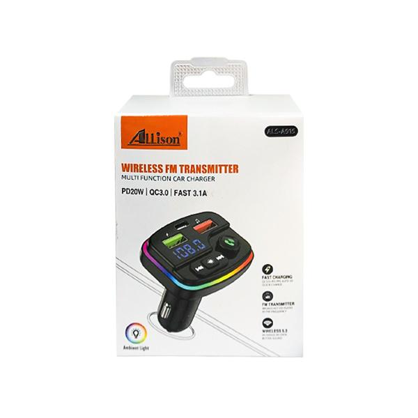اف ام پلیر بلوتوثی و شارژر فندکی PD 20W آلیسون مدل ALS-A915