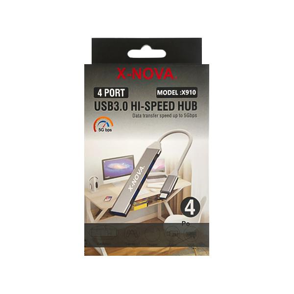 هاب تایپ سی 4 پورت USB3.0 نووا مدل X910