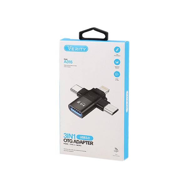 تبدیل USB 3.0 3IN1 OTG وریتی مدل A316