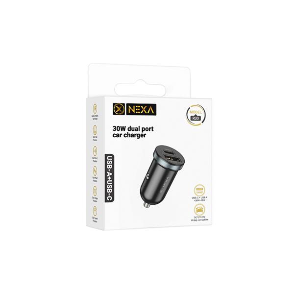 شارژر فندکی Nexa USB-A/USB-C 30W مدل R30