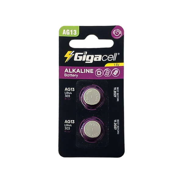 باتری سکه ای آلکالاین AG13 گیگاسل بسته 2 عددی