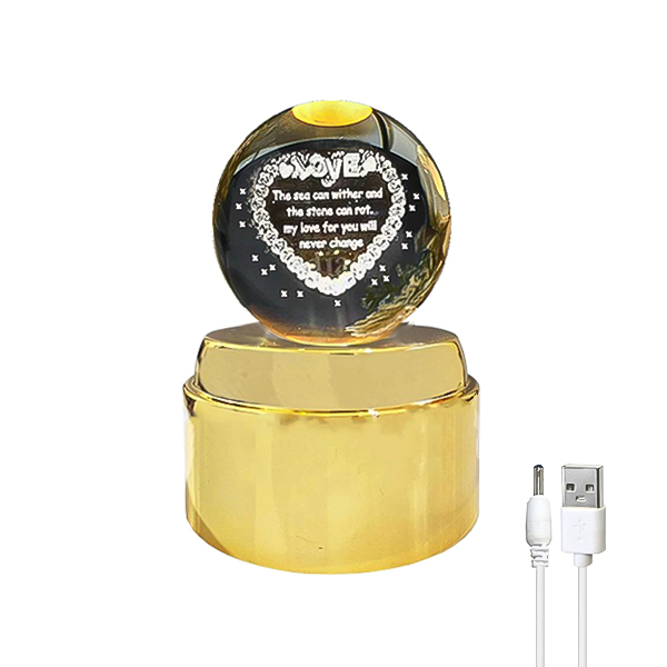 چراغ خواب گوی چرخان طرح قلب با نوشته Love