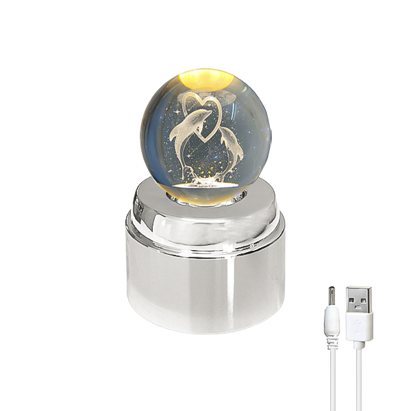 چراغ خواب گوی چرخان طرح دلفین و قلب