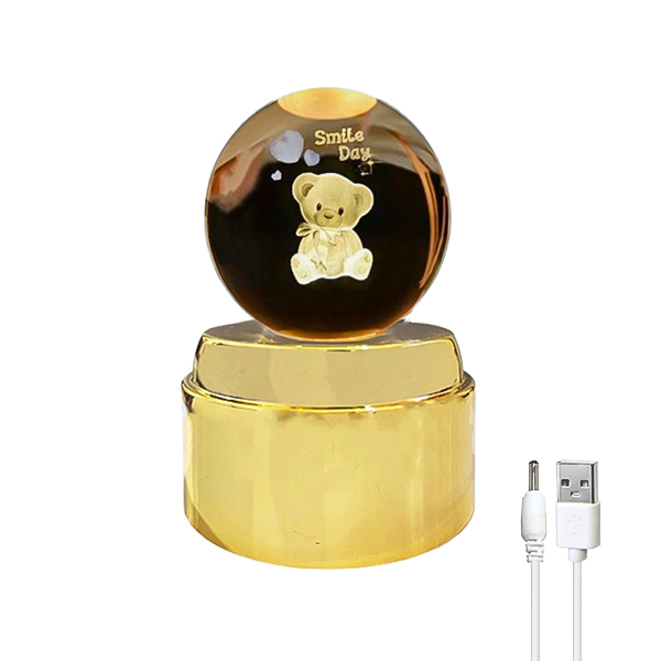 چراغ خواب گوی چرخان طرح خرس