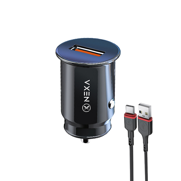 شارژر فندکی Nexa USB QC3.0 مدل R218C + کابل Type-C