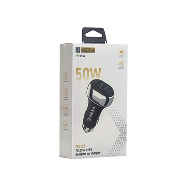 شارژر فندکی Nexa 2USB-C PD 50W مدل R225