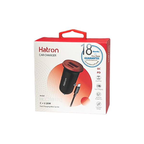 شارژر فندکی 20W دو پورت هترون مدل HCC2181PQ + کابل Type-C