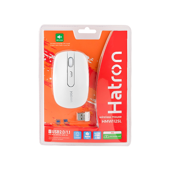 ماوس بی سیم سایلنت هترون مدل HMW112SL رنگ سفید