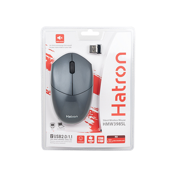 ماوس بی سیم سایلنت هترون مدل HMW398SL رنگ خاکستری