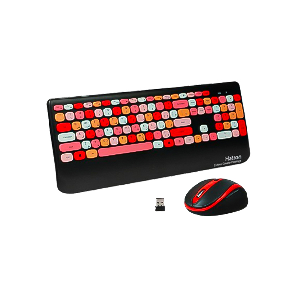 کیبورد و ماوس بی سیم هترون مدل HKCW350 رنگ مشکی