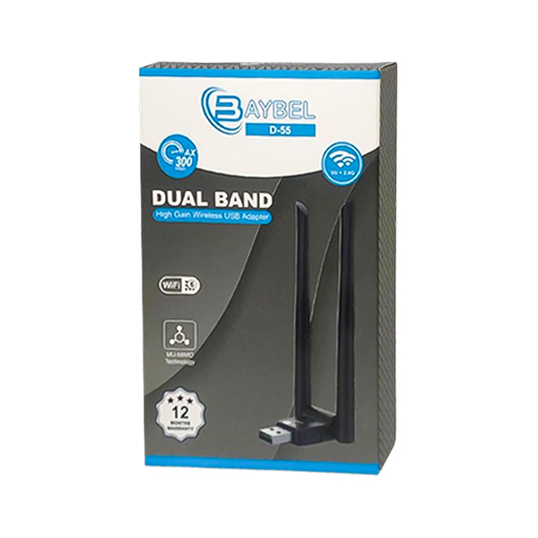 کارت شبکه USB دو آنتن BAYBEL 300Mbps مدل D-55