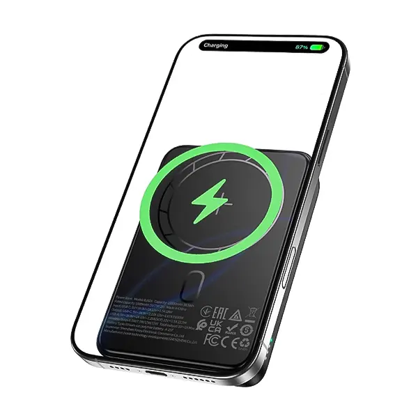 شارژر همراه وایرلس مگنت PD20W + 22.5W بروفون مدل BJ82A ظرفیت 10000mAh