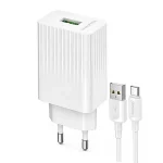 شارژر دیواری QC 18W بروفون مدل BAS72A + کابل تایپ سی