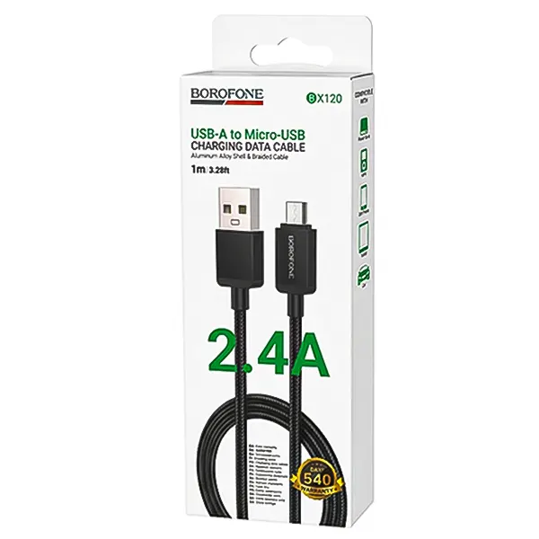 کابل USB به MicroUSB بروفون مدل BX120 طول 1 متر