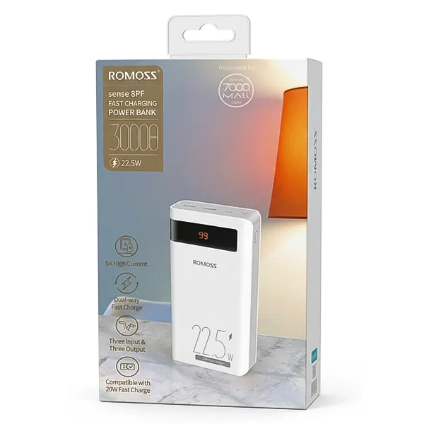 شارژر همراه ROMOSS 22.5W مدل Sense 8PF ظرفیت 30000mAh