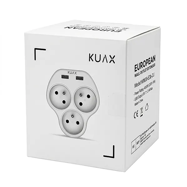 سه راهی برق KUAX مدل WW09-E3b-2U دارای پورت USB