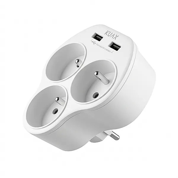 سه راهی برق KUAX مدل WW09-E3b-2U دارای پورت USB