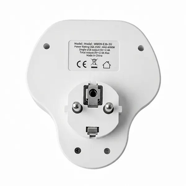 سه راهی برق KUAX مدل WW09-E3b-2U دارای پورت USB