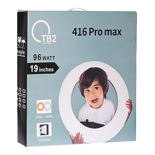 رینگ لایت 19 اینچی TB2 96W LED مدل 416PRO max + کنترل و آینه و کیف