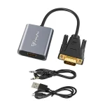 تبدیل VGA به HDMI برق دار FengHui به همراه خروجی صدا (AUX)