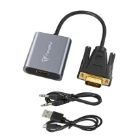 تبدیل VGA به HDMI برق دار FengHui به همراه خروجی صدا (AUX)