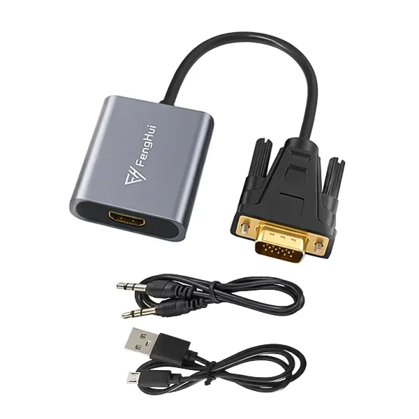 تبدیل VGA به HDMI برق دار FengHui به همراه خروجی صدا (AUX)