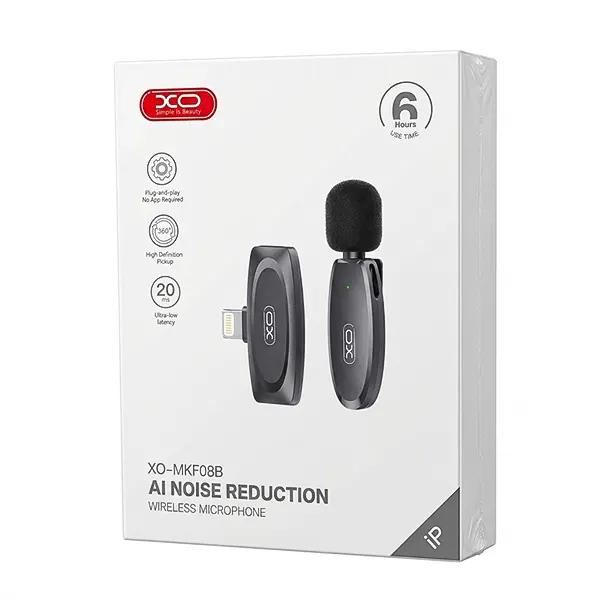 جعبه میکروفون بی سیم XO MKF08B با قابلیت حذف نویز هوشمند و اتصال لایتنینگ