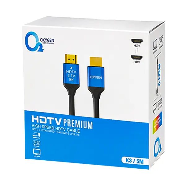 پک بسته‌بندی کابل ۵ متری HDMI 8K برند اکسیژن مدل K3