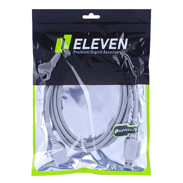 بسته‌بندی زیپ‌کیپ کابل اکستنشن USB ایلون با برند ELEVEN