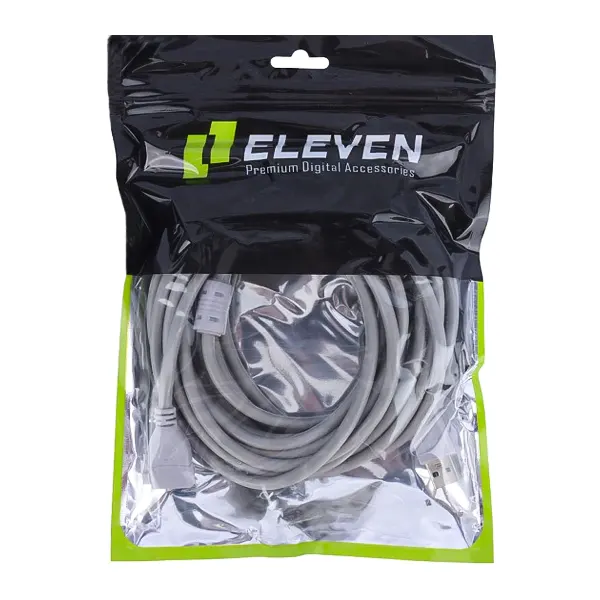 بسته‌بندی زیپ‌کیپ کابل اکستنشن USB ایلون با برند ELEVEN