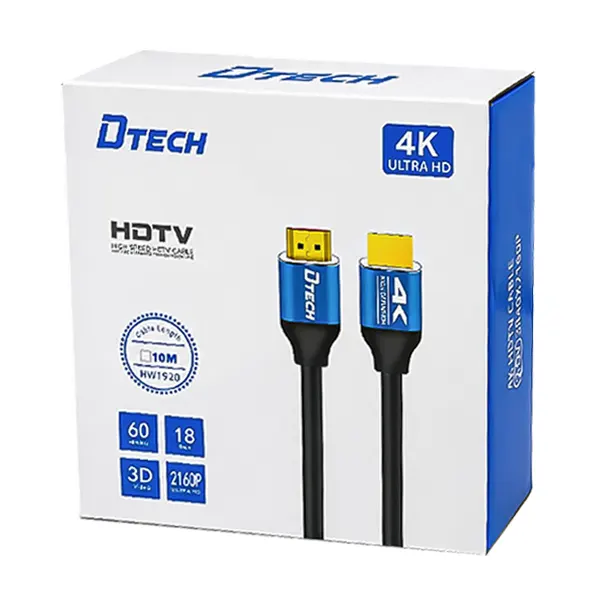 جعبه بسته‌بندی کابل HDMI 10 متری DTECH با پشتیبانی از 4K 60Hz