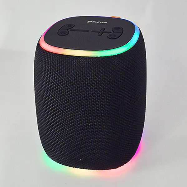 اسپیکر پرتابل بلوتوثی ایلون مدل PS108 با بدنه پارچه‌ای و نوار نورپردازی RGB