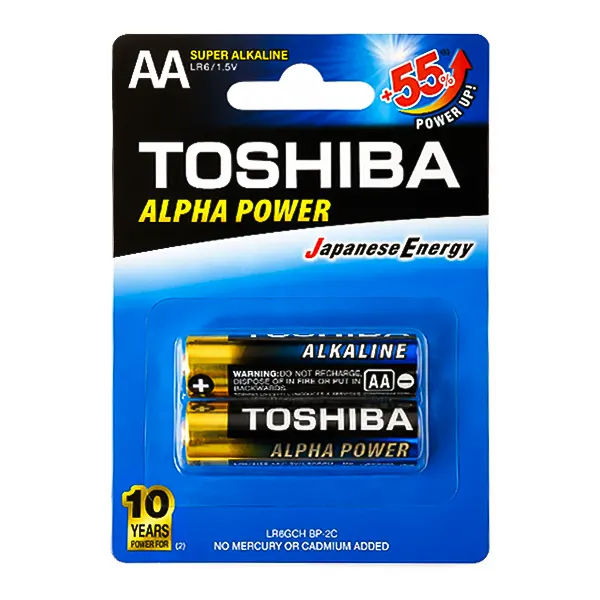 باتری قلمی سوپر آلکالاین TOSHIBA مدل LR6GCH بسته 2 عددی