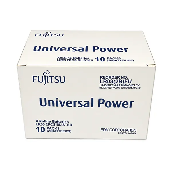 جعبه‌ی باتری نیم قلمی آلکالاین FUJITSU مدل LR03 بسته 2 عددی