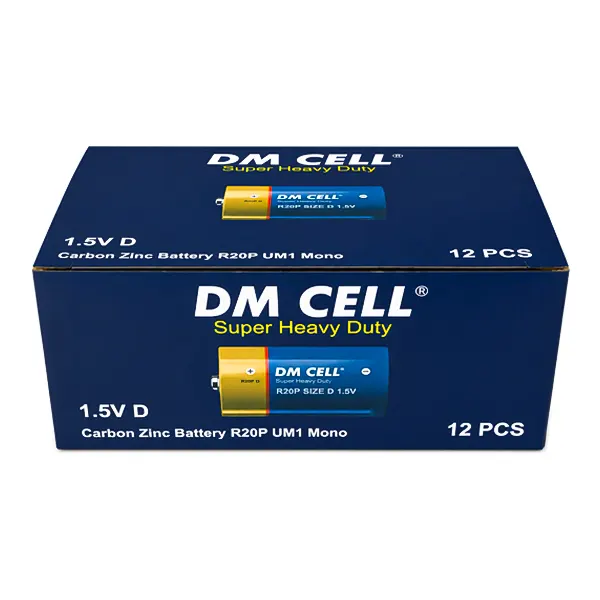 جعبه ۱۲ عددی باتری بزرگ DM CELL مدل R20P سایز D سوپر هوی دیوتی