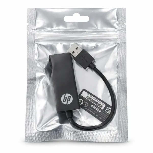 بسته‌بندی کارت شبکه USB به LAN اچ پی با لیبل اصالت کالا