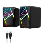 سپیکر دو تکه تسکو TS 2051 مشکی با نوردهی RGB ضربدری و کابل USB و AUX