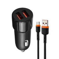 شارژر فندکی دو پورت Sky Dolphin مدل SZ29V به همراه کابل میکرو